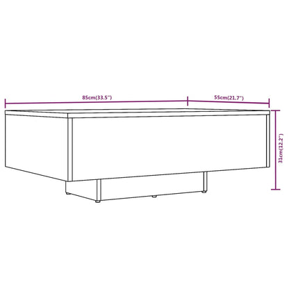 Mesa de centro 85x55x31 cm derivados de madeira cinzento sonoma