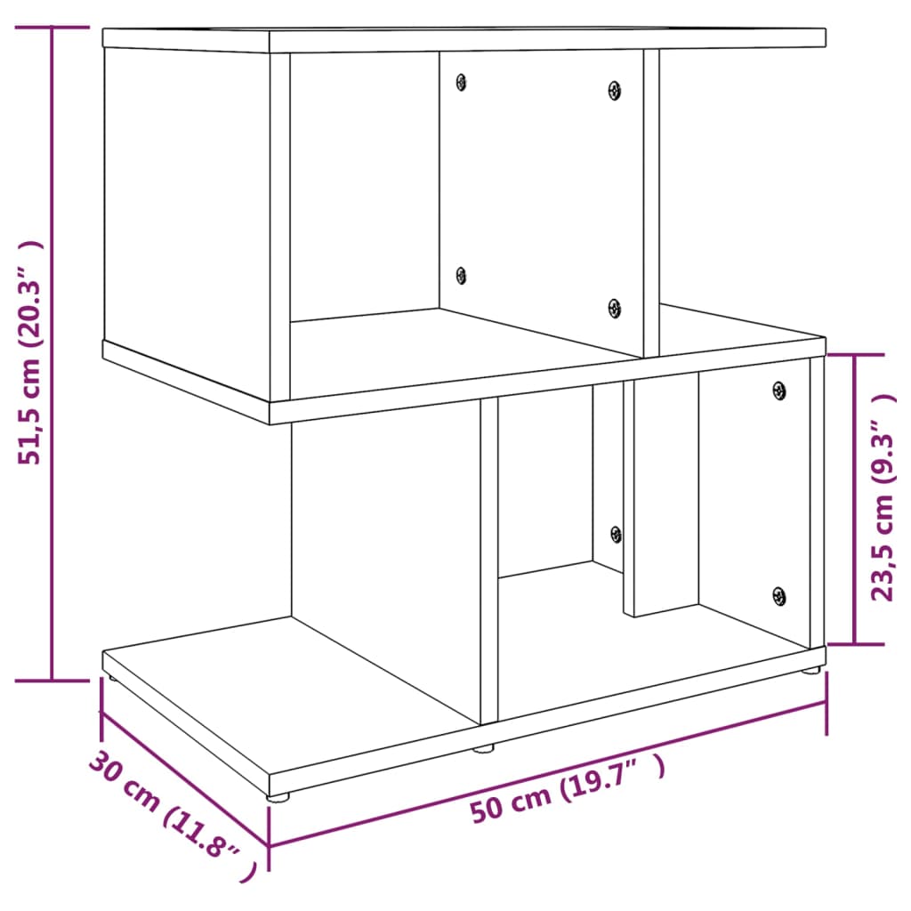 Mesa cabeceira 2pcs 50x30x51,5cm deriv. madeira carvalho fumado