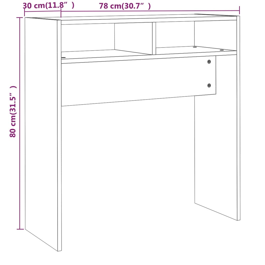 Consola de Entrada Raira - 78 x 30 x 80 cm- Cor Madeira Rústica - Design Minimalista