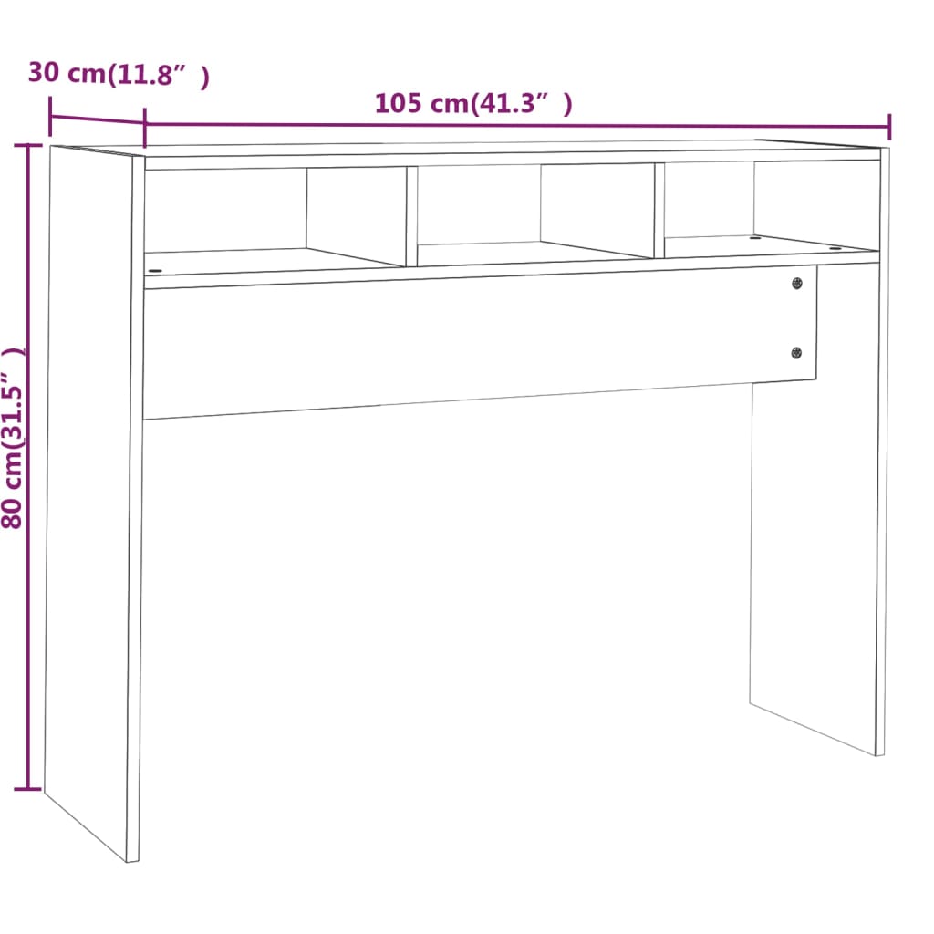 Consola de Entrada Millana - 105x30x80 cm - Contraplacado - Madeira Rústica- Design Minimalista