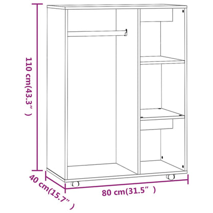 Roupeiro Tomar com Rodas - Cinzento - Design Moderno