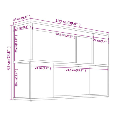 Estante 100x24x63 cm derivados de madeira cinzento sonoma