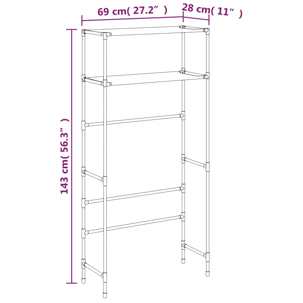 Estante arrumação p/ máquina de lavar 2 prat. 69x28x143cm ferro