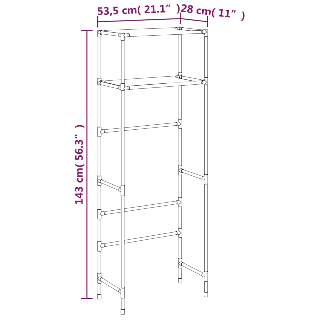 Estante arrumação p/ sanita 2 níveis 53,5x28x143 cm ferro cinza