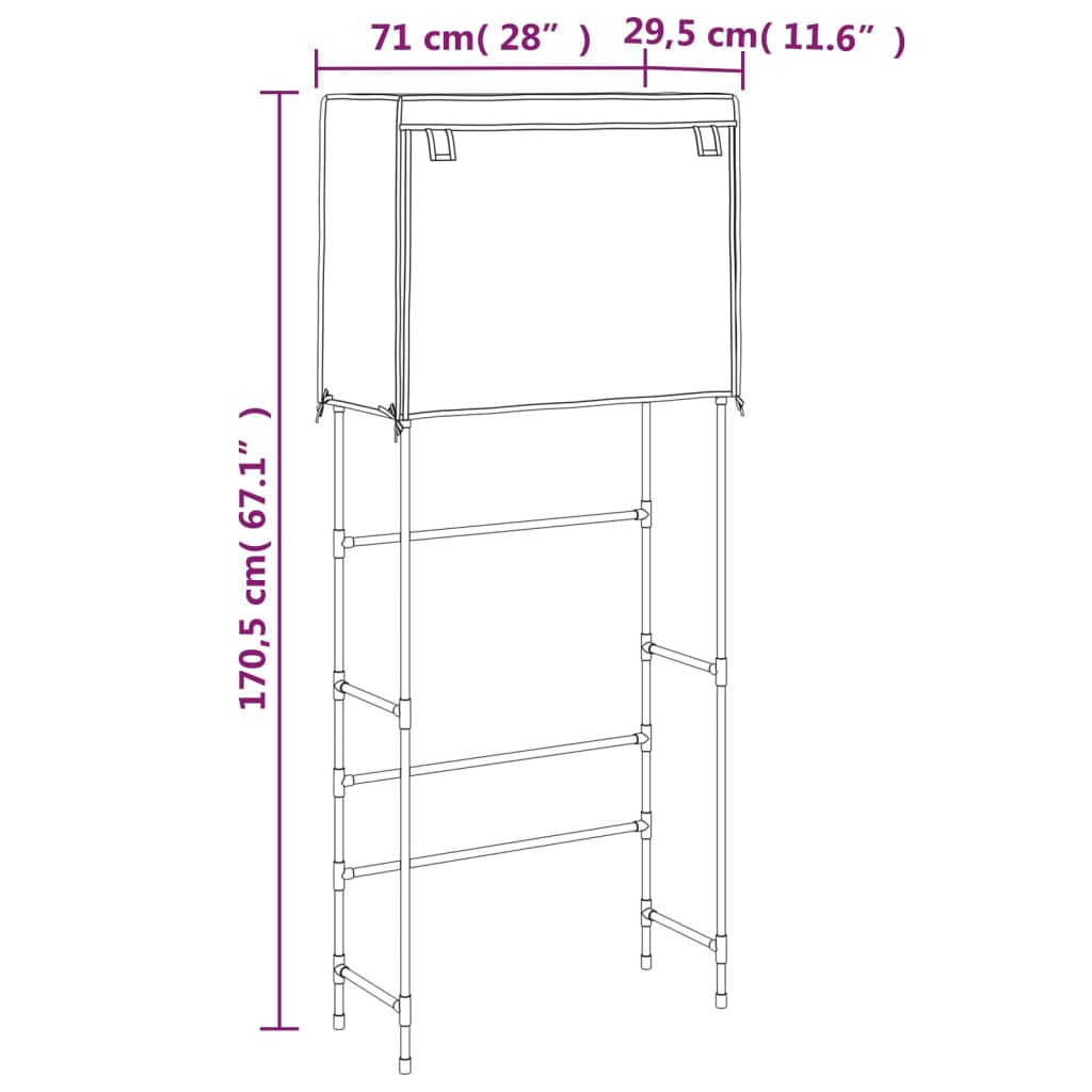 Estante máquina lavar roupa 71x29,5x170,5cm 2 prat. ferro cinza