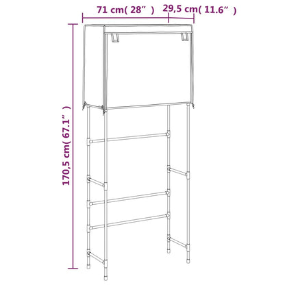 Estante máquina lavar roupa 71x29,5x170,5cm 2 prat. ferro cinza