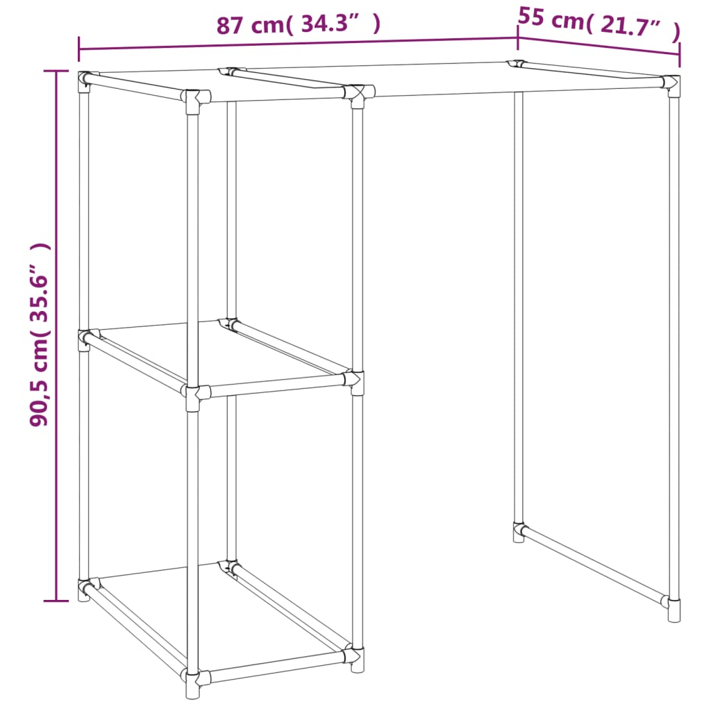 Estante arrumação p/ máquina lavar roupa 87x55x90,5 ferro creme