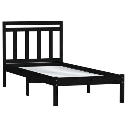 Estrutura cama pequena solteiro 75x190 cm madeira maciça preto