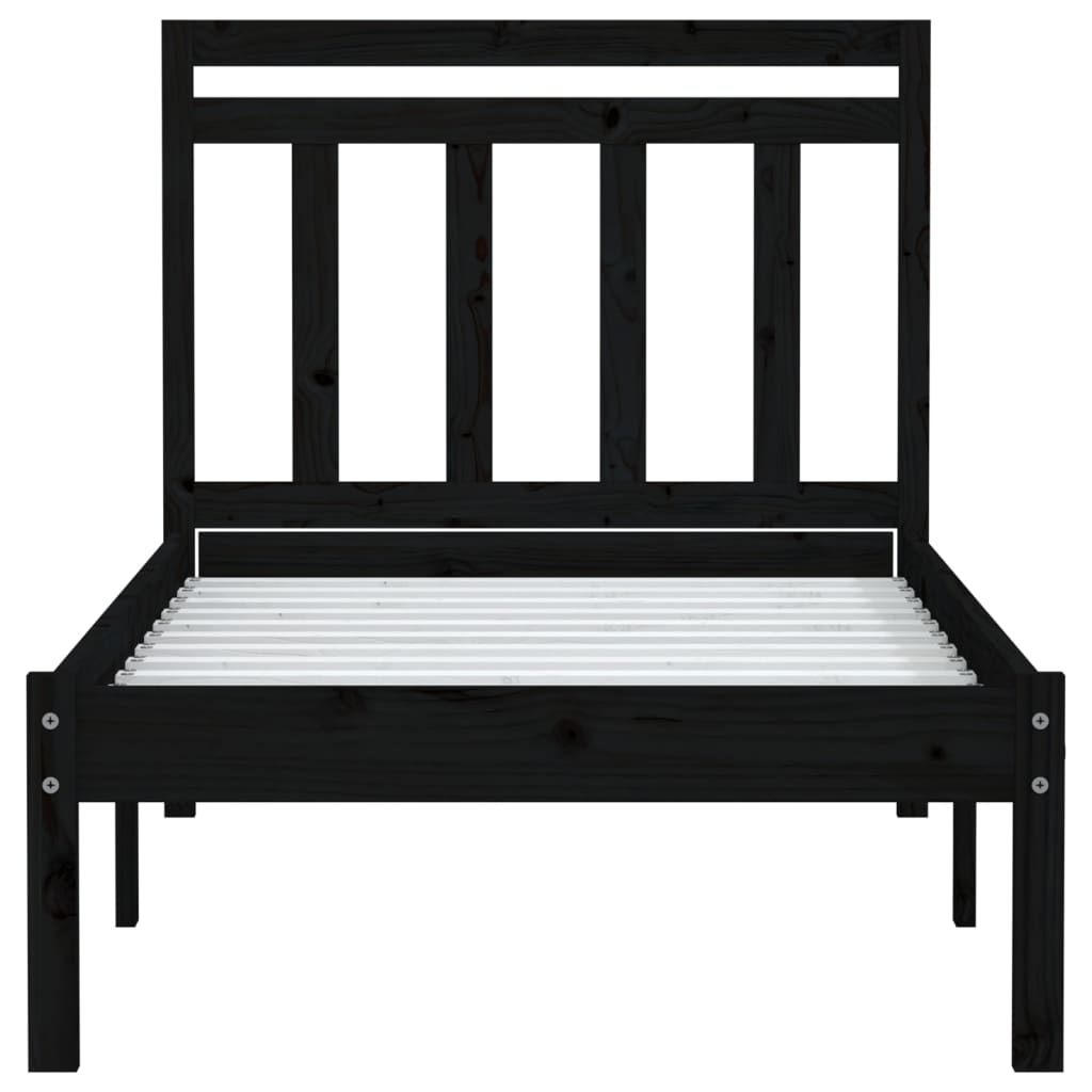 Estrutura cama pequena solteiro 75x190 cm madeira maciça preto