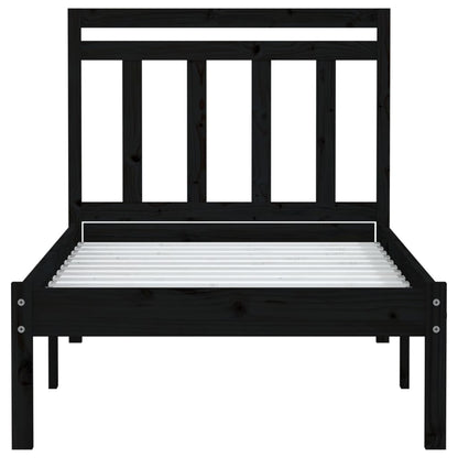 Estrutura cama pequena solteiro 75x190 cm madeira maciça preto