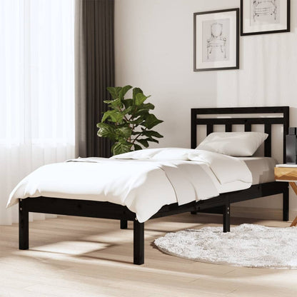 Estrutura de cama solteiro 90x190 cm madeira maciça preto