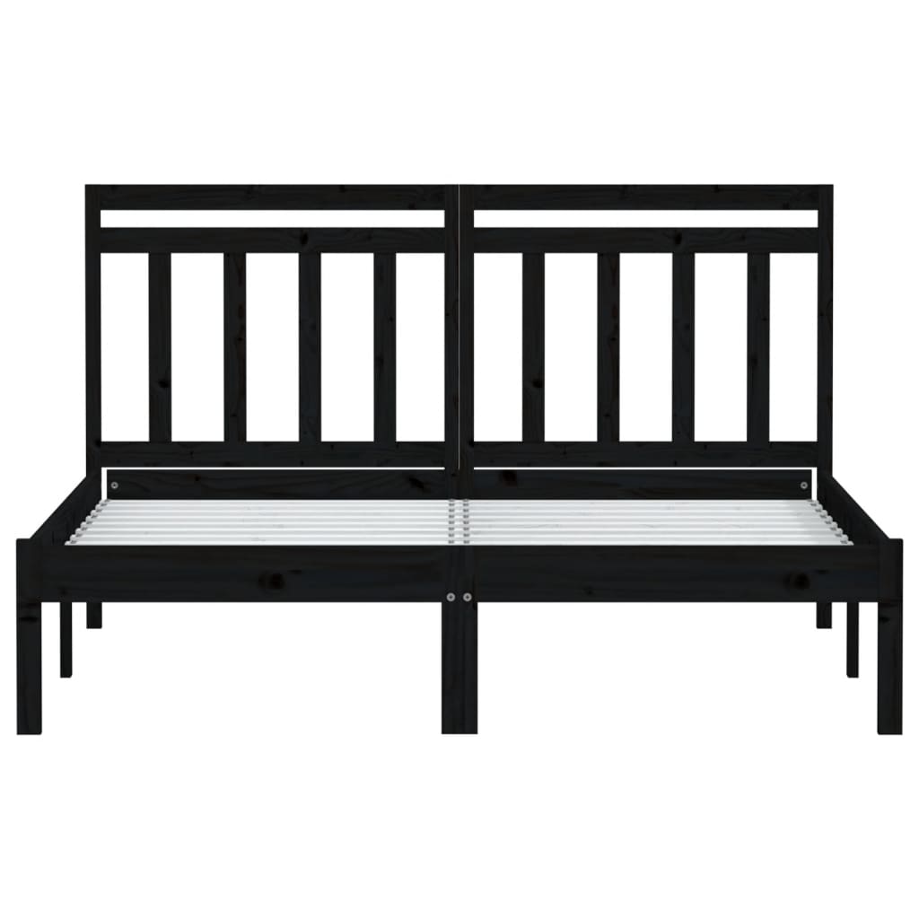 Estrutura cama pequena casal 120x190 cm pinho maciço preto