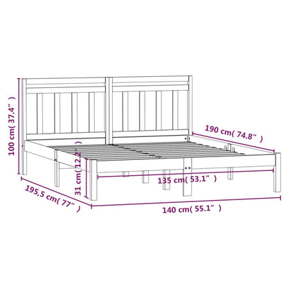 Estrutura de cama casal 135x190 cm madeira maciça