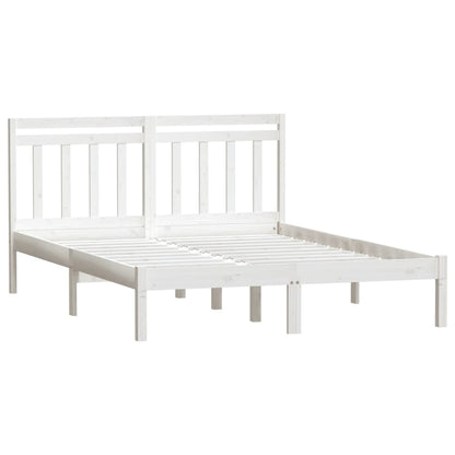 Estrutura de cama 140x190 cm madeira de pinho maciça branco