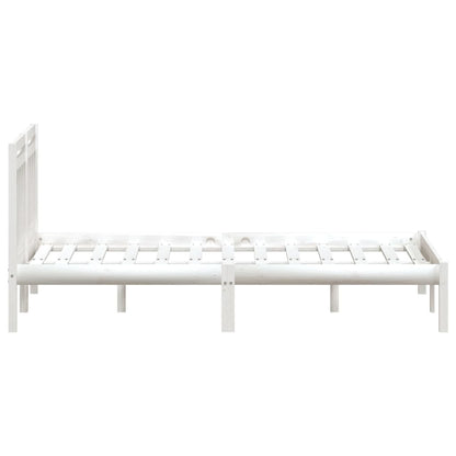 Estrutura de cama 140x190 cm madeira de pinho maciça branco