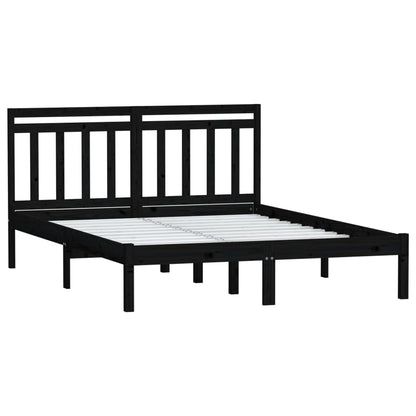 Estrutura de cama 140x190 cm madeira de pinho maciça preto