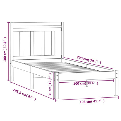 Estrutura de cama 100x200 cm pinho maciço