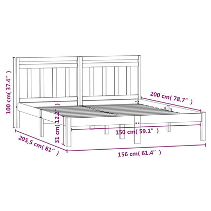 Estrutura de cama king 150x200 cm madeira maciça cinzento