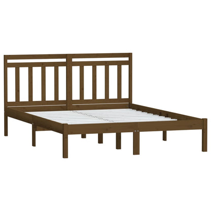 Estrutura cama king 150x200 cm madeira maciça castanho-mel