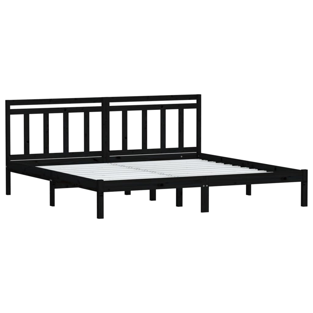 Estrutura de cama 160x200 cm pinho maciço preto