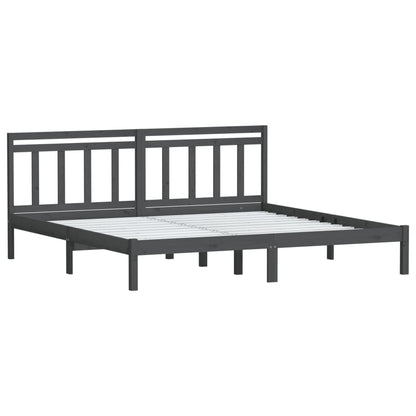 Estrutura de cama super king 180x200 cm madeira maciça cinza