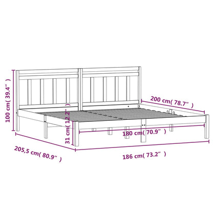 Estrutura de cama super king 180x200 cm madeira maciça cinza