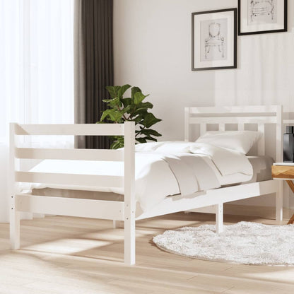 Estrutura cama pequena solteiro 75x190 cm madeira maciça branco