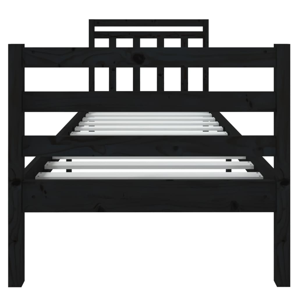 Estrutura cama pequena solteiro 75x190 cm madeira maciça preto