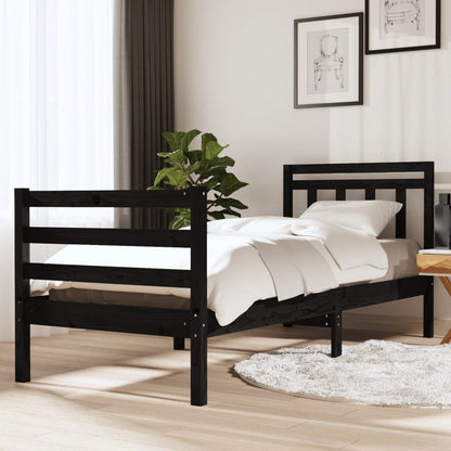 Estrutura cama pequena solteiro 75x190 cm madeira maciça preto