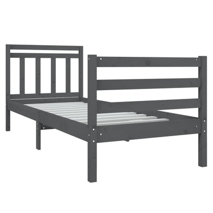 Estrutura de cama solteiro 90x190 cm madeira maciça cinzento