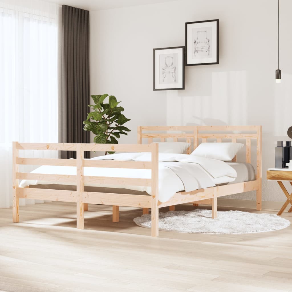 Estrutura de cama casal 135x190 cm madeira maciça