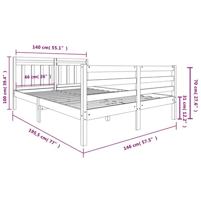 Estrutura de cama 140x190 cm madeira maciça