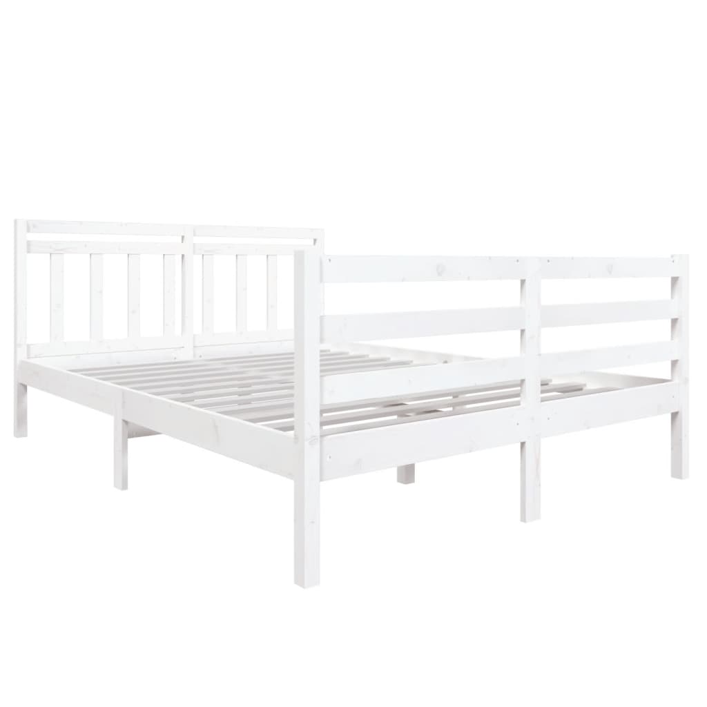 Estrutura de cama 140x190 cm madeira maciça branco