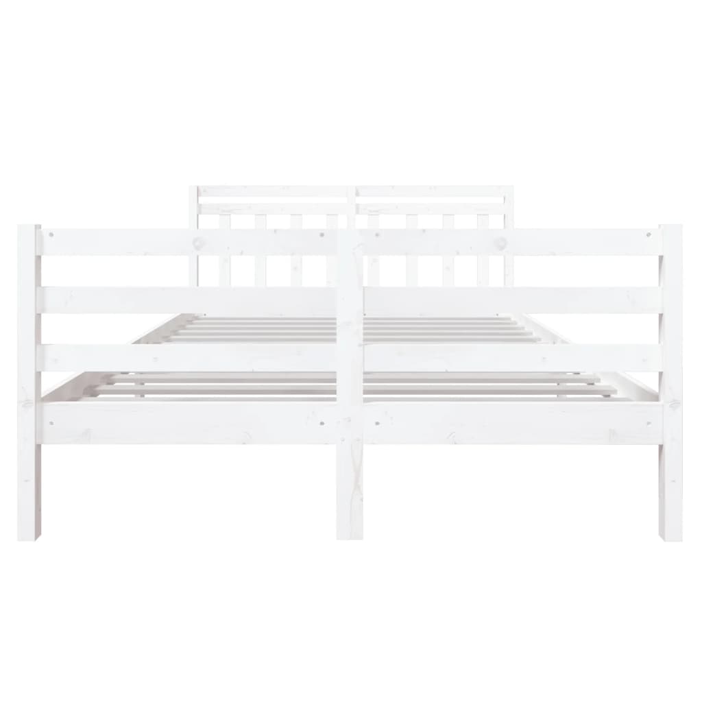 Estrutura de cama 140x190 cm madeira maciça branco