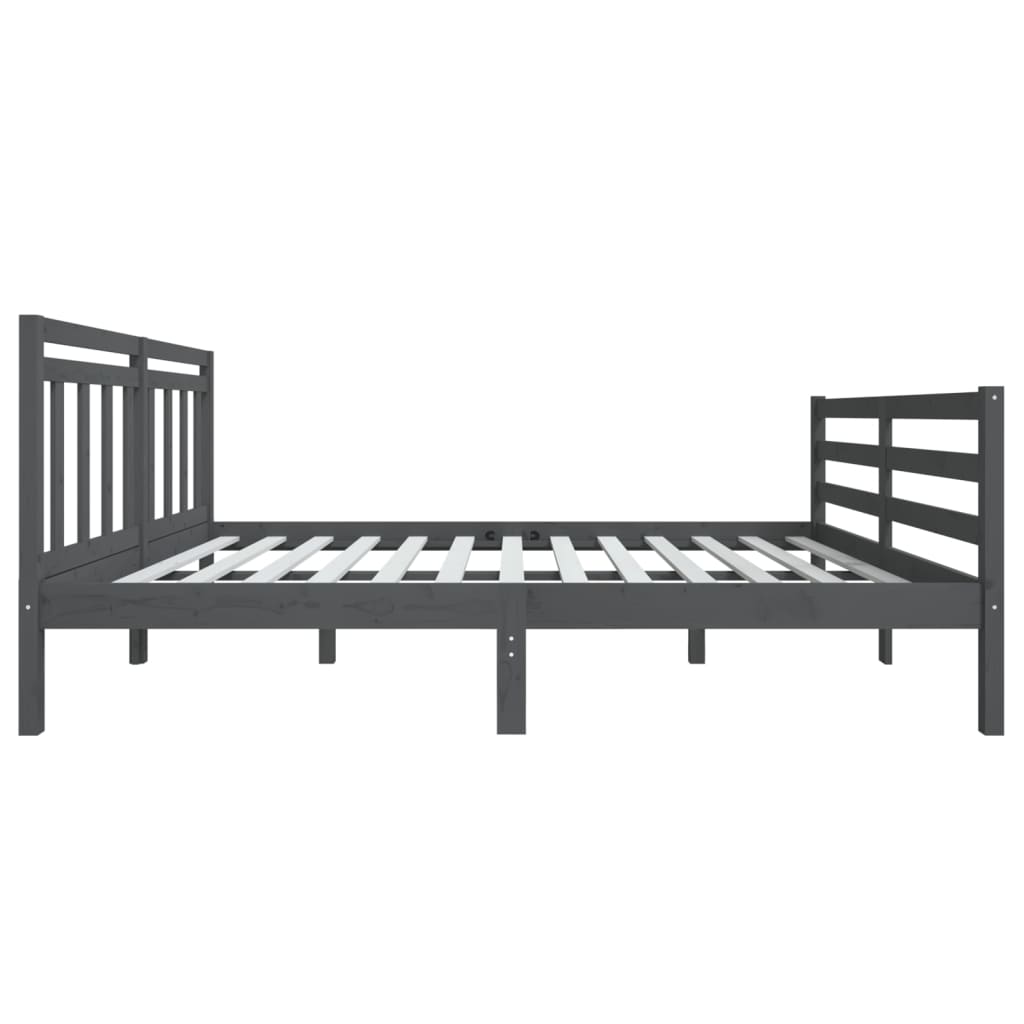 Estrutura de cama 140x190 cm madeira maciça cinzento