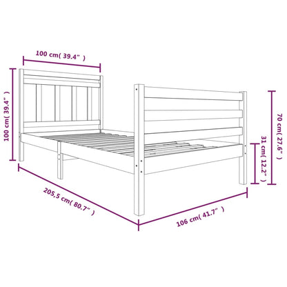 Estrutura de cama 100x200 cm madeira maciça