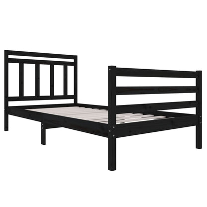 Estrutura de cama 100x200 cm madeira maciça preto