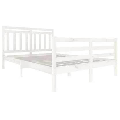 Estrutura de cama 140x200 cm madeira maciça branco