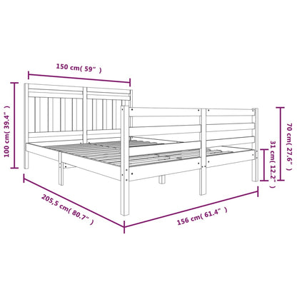 Estrutura cama king 150x200 cm madeira maciça castanho-mel