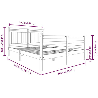 Estrutura de cama 160x200cm madeira maciça castanho mel