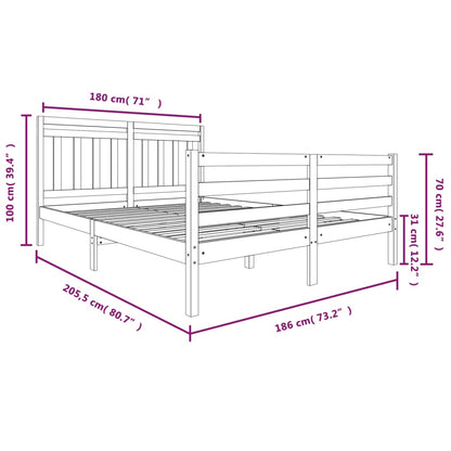 Estrutura de cama 180x200 cm super king madeira maciça