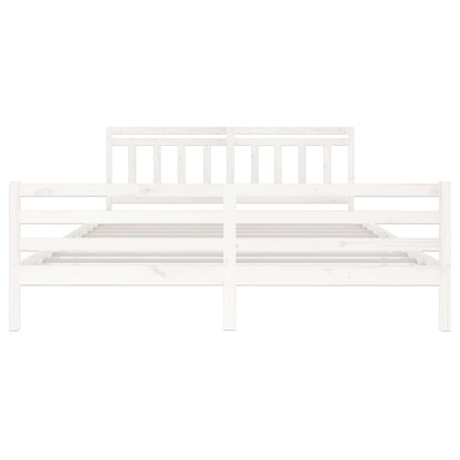 Estrutura de cama 200x200 cm madeira maciça branco