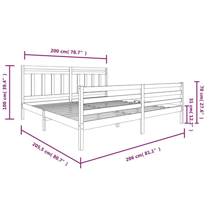 Estrutura de cama 200x200 cm madeira maciça castanho mel