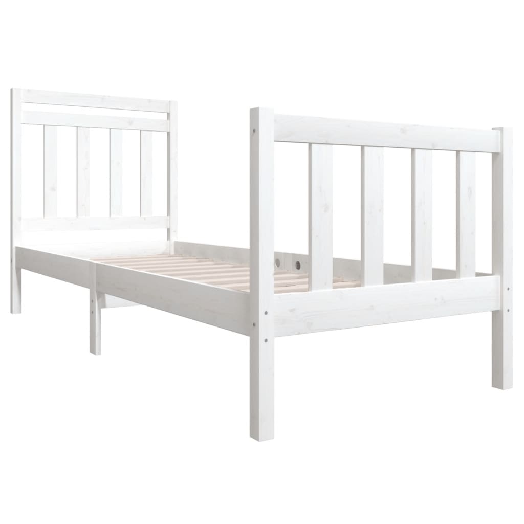 Estrutura cama pequena solteiro 75x190 cm madeira maciça branco