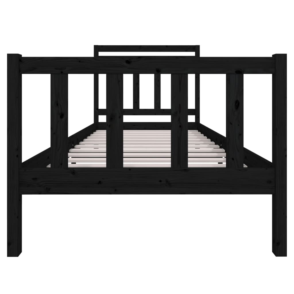 Estrutura de cama solteiro 90x190 cm madeira maciça preto