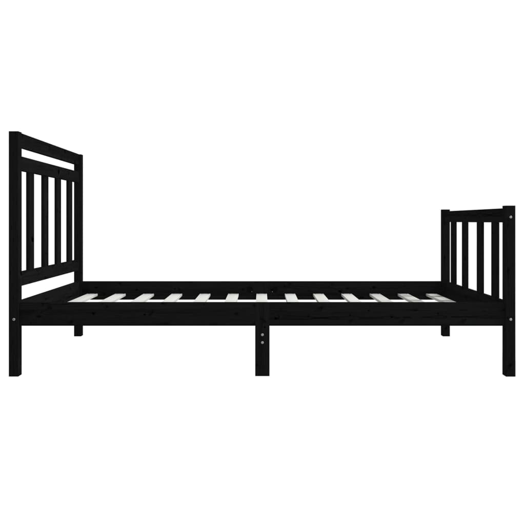 Estrutura de cama solteiro 90x190 cm madeira maciça preto