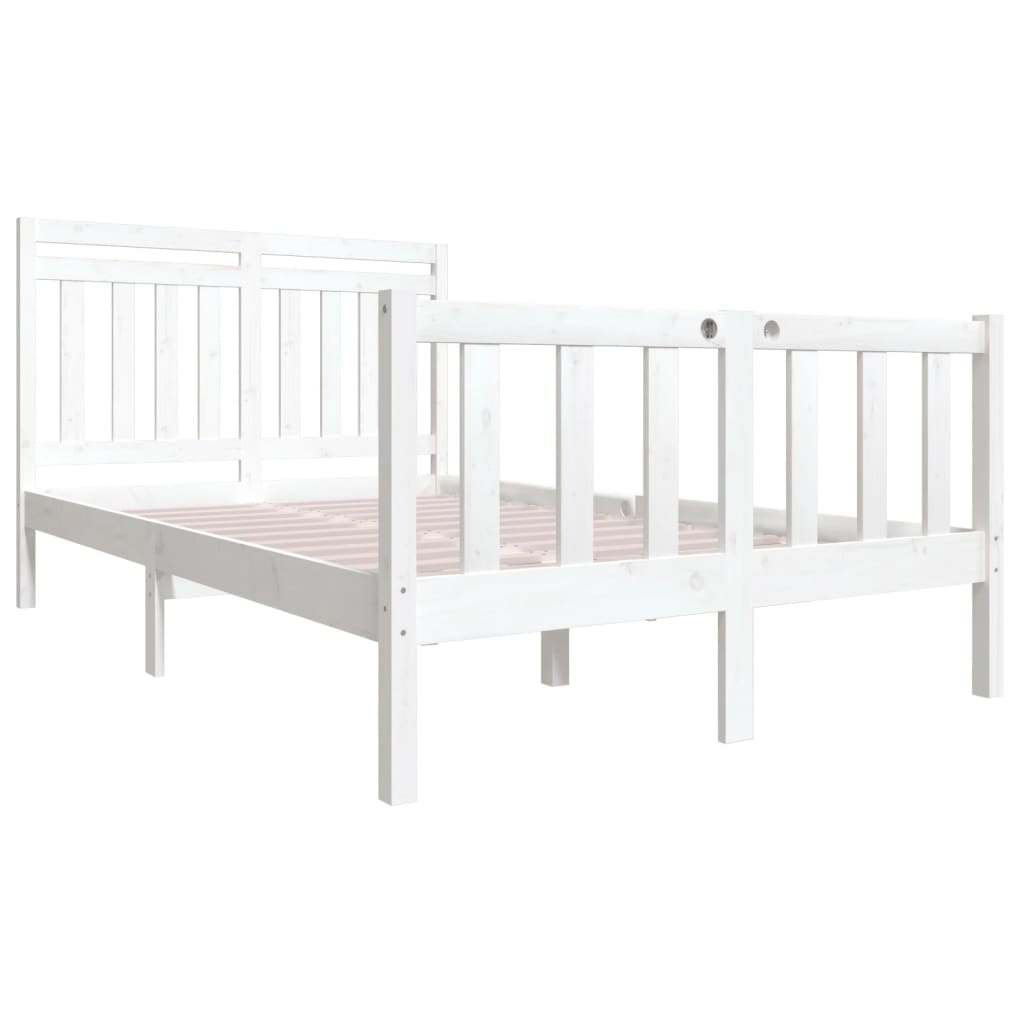 Estrutura cama pequena casal 120x190 cm pinho maciço branco