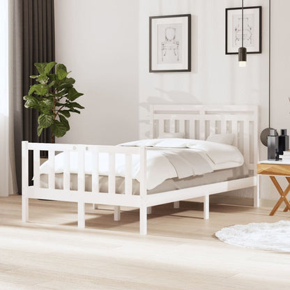 Estrutura cama pequena casal 120x190 cm pinho maciço branco