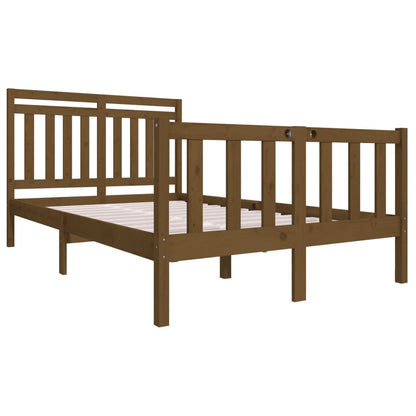 Estrutura cama pequena de casal 120x190 cm madeira castanho-mel