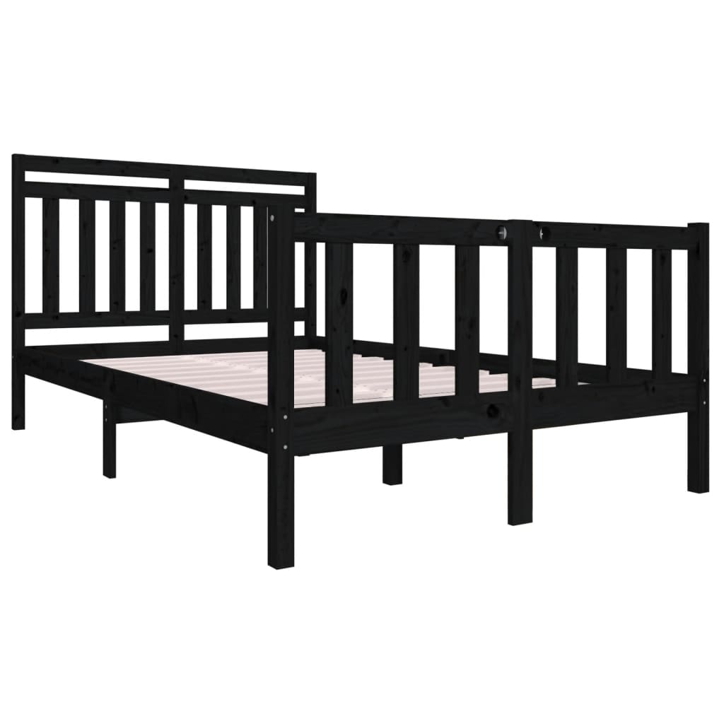 Estrutura cama pequena casal 120x190 cm pinho maciço preto